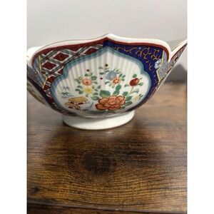 VTG Japanese Imari Hand Painted Style Porcelain Footed Bowl